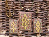Leather Earrings and matching Pendant